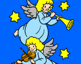 Disegno Angeli musicisti  pitturato su ilenia