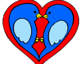 Disegno Uccellini innamorati  pitturato su carlamaria