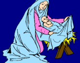 Disegno Nascita di Gesù Bambino pitturato su  alice