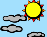 Disegno Sole con nuvole 2 pitturato su mirella
