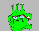 Disegno Extraterrestre con gli occhiali  pitturato su gabriele