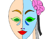 Disegno Maschera italiana  pitturato su Alessia