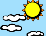 Disegno Sole con nuvole 2 pitturato su kiky