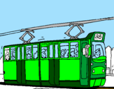 Disegno Tram con passeggeri  pitturato su RODLFO