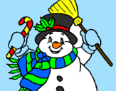 Disegno Pupazzo di neve con la sciarpa pitturato su ilenia