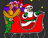 Disegno Babbo Natale alla guida della sua slitta pitturato su FEERICA