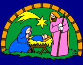 Disegno Presepio pitturato su santa famiglia