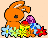 Disegno Coniglietto di Pasqua  pitturato su aelita