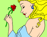 Disegno Principessa con una rosa pitturato su Scricciolo