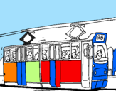 Disegno Tram con passeggeri  pitturato su semmy
