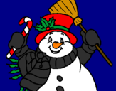 Disegno Pupazzo di neve con la sciarpa pitturato su pierpaolo