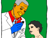Disegno Medico con lo stetoscopio  pitturato su chiara cerrato