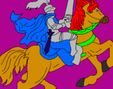 Disegno Cavaliere a cavallo pitturato su elia