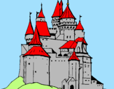 Disegno Castello medievale  pitturato su riccardo