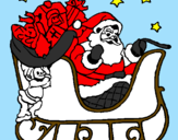 Disegno Babbo Natale alla guida della sua slitta pitturato su marialberto