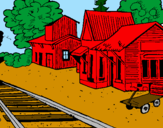Disegno Stazione ferroviaria  pitturato su Mario