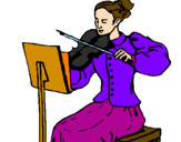 Disegno Dama violinista  pitturato su roberta .a.
