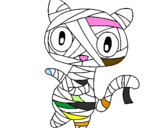 Disegno Mummia gatto scaraboechio pitturato su jennifer