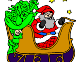 Disegno Babbo Natale alla guida della sua slitta pitturato su jdsjdfjksabnefmjfd
