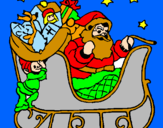 Disegno Babbo Natale alla guida della sua slitta pitturato su Aie04