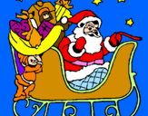 Disegno Babbo Natale alla guida della sua slitta pitturato su antonio 