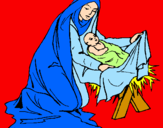 Disegno Nascita di Gesù Bambino pitturato su Anna