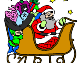 Disegno Babbo Natale alla guida della sua slitta pitturato su alberto2