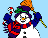 Disegno Pupazzo di neve con la sciarpa pitturato su krikkuccia *-* 