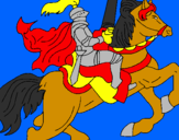 Disegno Cavaliere a cavallo pitturato su peppe