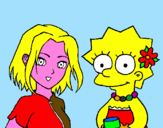 Disegno Sakura e Lisa pitturato su Sofia
