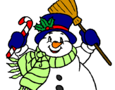 Disegno Pupazzo di neve con la sciarpa pitturato su EDUARDO CUOMO