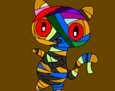 Disegno Mummia gatto scaraboechio pitturato su gattino