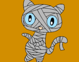 Disegno Mummia gatto scaraboechio pitturato su MARI