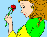Disegno Principessa con una rosa pitturato su Michoal  Jeackson