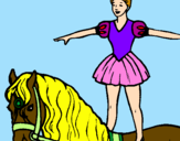 Disegno Trapezista in groppa al cavallo pitturato su sara r