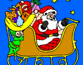 Disegno Babbo Natale alla guida della sua slitta pitturato su Noemi