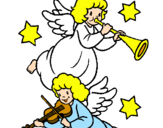 Disegno Angeli musicisti  pitturato su Angeli