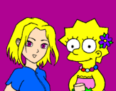 Disegno Sakura e Lisa pitturato su asia
