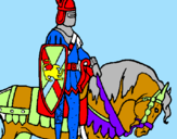Disegno Cavaliere a cavallo pitturato su cavalier blù