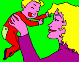 Disegno Madre e figlio pitturato su TOMMASO