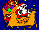 Disegno Babbo Natale alla guida della sua slitta pitturato su ilaria
