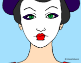 Disegno Viso di Geisha pitturato su alice