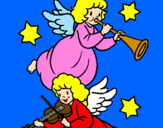 Disegno Angeli musicisti  pitturato su ila marc