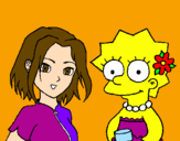 Disegno Sakura e Lisa pitturato su lucia