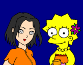 Disegno Sakura e Lisa pitturato su cleofe