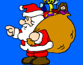 Disegno Babbo Natale e il suo sacco di regali  pitturato su Riccardo Rossi