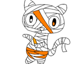 Disegno Mummia gatto scaraboechio pitturato su titina