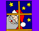 Disegno Babbo Natale pitturato su SANTA LUCIA BABBO NATALE