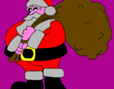 Disegno Babbo Natale e il suo sacco di regali pitturato su MARIO3