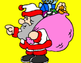 Disegno Babbo Natale e il suo sacco di regali  pitturato su SANTA LUCIA BABBO NATALE